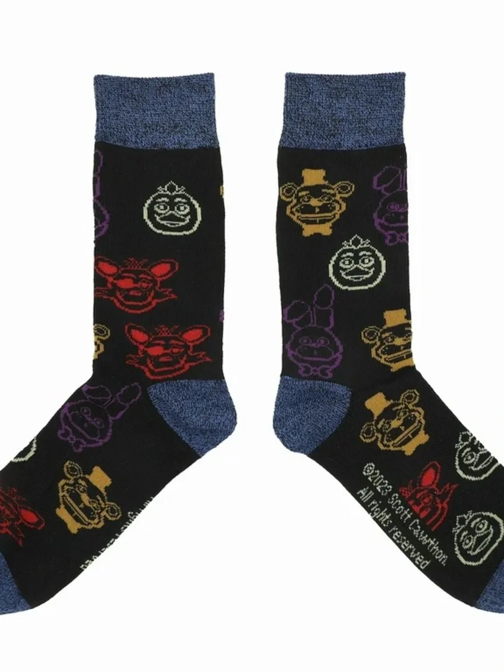 Bioworld Five-Pack Men’s Crew Socks - Yellow, Blue, Black, Orange, Gray